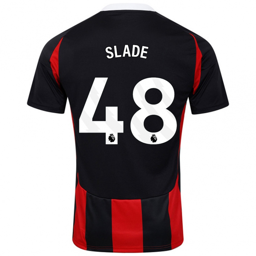 Gyermek Bradley Slade #48 Fekete Piros Idegenbeli Jersey 2024/25 Mez Póló Ing