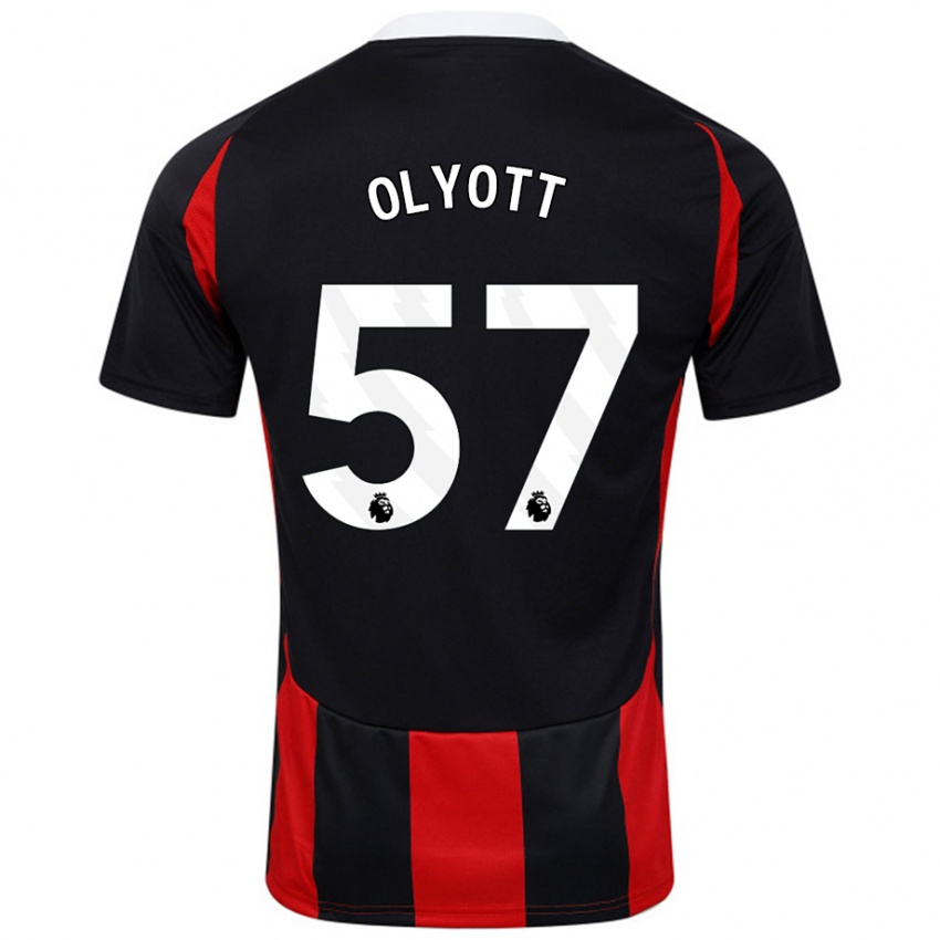 Gyermek Tom Olyott #57 Fekete Piros Idegenbeli Jersey 2024/25 Mez Póló Ing