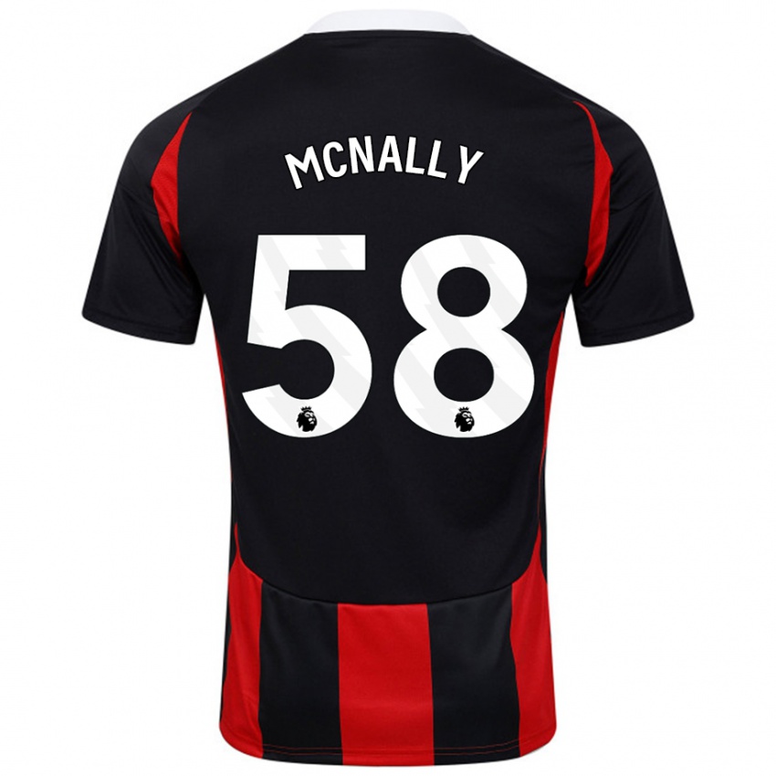 Gyermek Alfie Mcnally #58 Fekete Piros Idegenbeli Jersey 2024/25 Mez Póló Ing