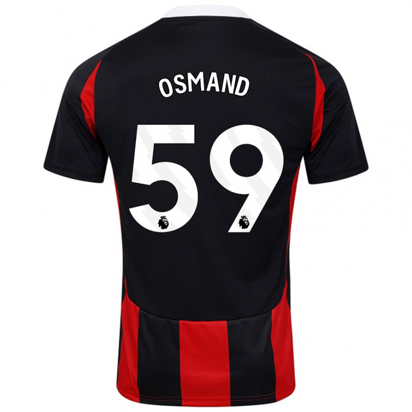 Gyermek Callum Osmand #59 Fekete Piros Idegenbeli Jersey 2024/25 Mez Póló Ing