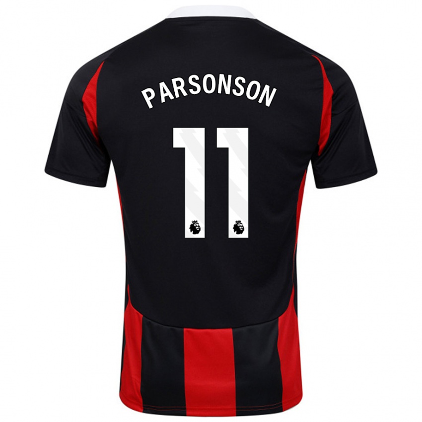 Gyermek Madi Parsonson #11 Fekete Piros Idegenbeli Jersey 2024/25 Mez Póló Ing