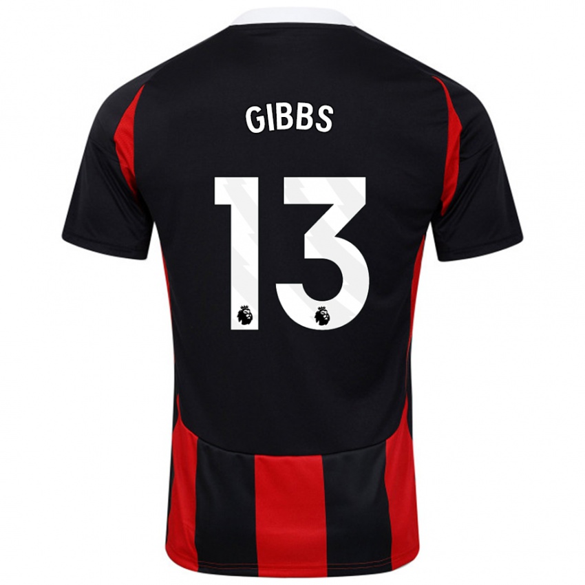 Gyermek Frankie Gibbs #13 Fekete Piros Idegenbeli Jersey 2024/25 Mez Póló Ing