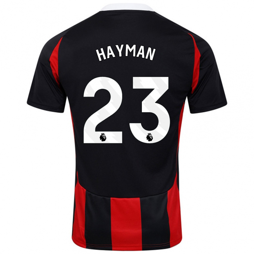 Gyermek Alex Hayman #23 Fekete Piros Idegenbeli Jersey 2024/25 Mez Póló Ing