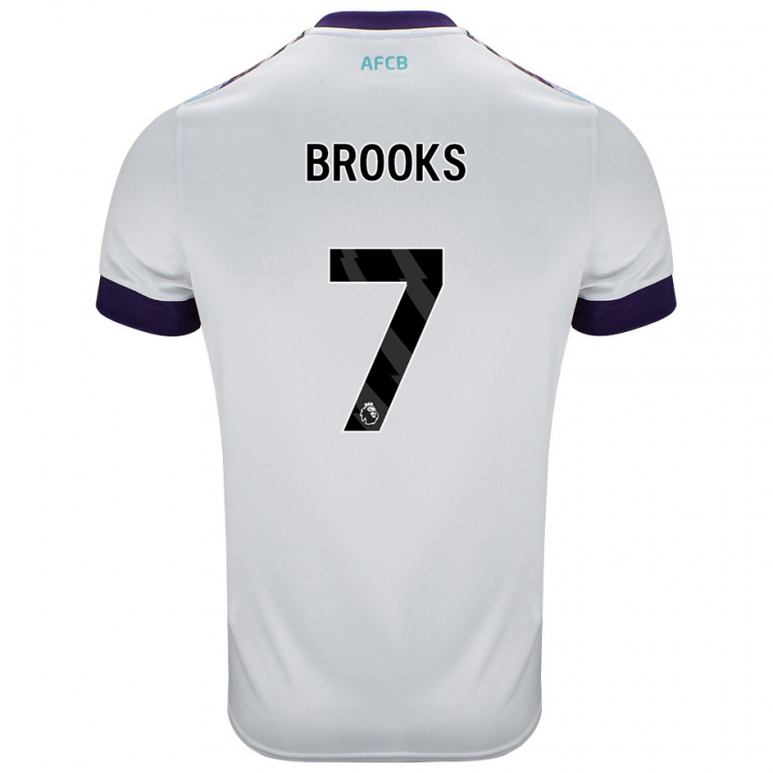 Gyermek David Brooks #7 Fehér Zöld Lila Idegenbeli Jersey 2024/25 Mez Póló Ing