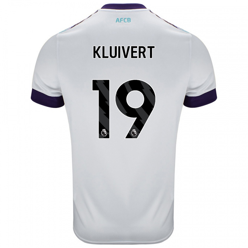 Gyermek Justin Kluivert #19 Fehér Zöld Lila Idegenbeli Jersey 2024/25 Mez Póló Ing