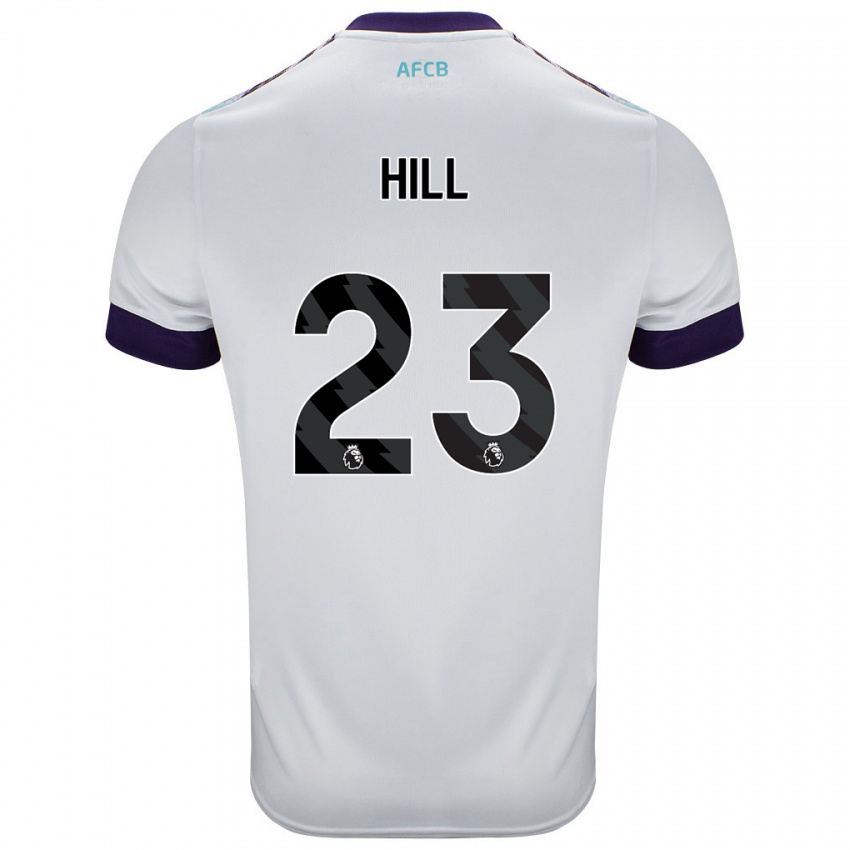 Gyermek James Hill #23 Fehér Zöld Lila Idegenbeli Jersey 2024/25 Mez Póló Ing