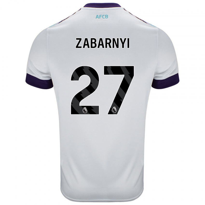 Gyermek Ilya Zabarnyi #27 Fehér Zöld Lila Idegenbeli Jersey 2024/25 Mez Póló Ing