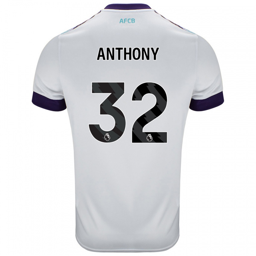 Gyermek Jaidon Anthony #32 Fehér Zöld Lila Idegenbeli Jersey 2024/25 Mez Póló Ing