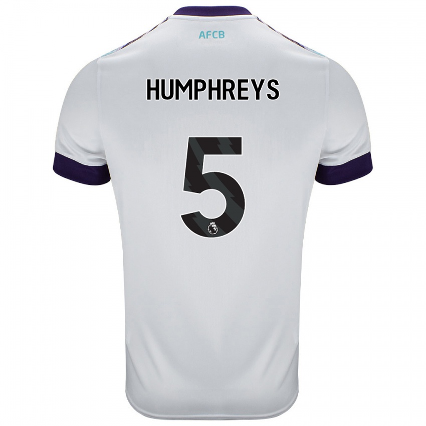 Gyermek Holly Humphreys #5 Fehér Zöld Lila Idegenbeli Jersey 2024/25 Mez Póló Ing