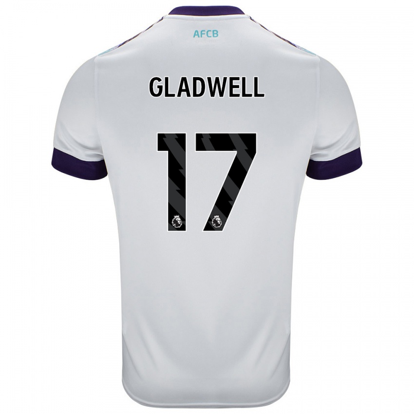 Gyermek Molly Gladwell #17 Fehér Zöld Lila Idegenbeli Jersey 2024/25 Mez Póló Ing