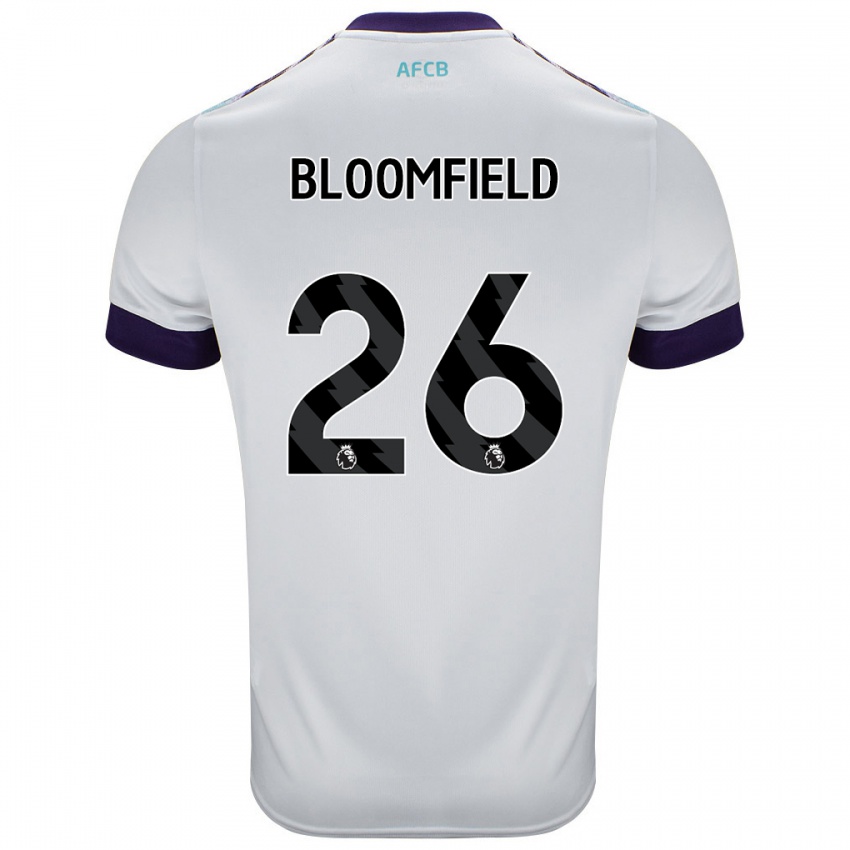 Gyermek Erin Bloomfield #26 Fehér Zöld Lila Idegenbeli Jersey 2024/25 Mez Póló Ing