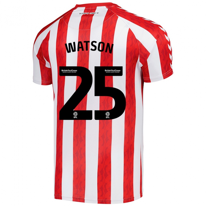 Férfi Katy Watson #25 Piros Fehér Hazai Jersey 2024/25 Mez Póló Ing