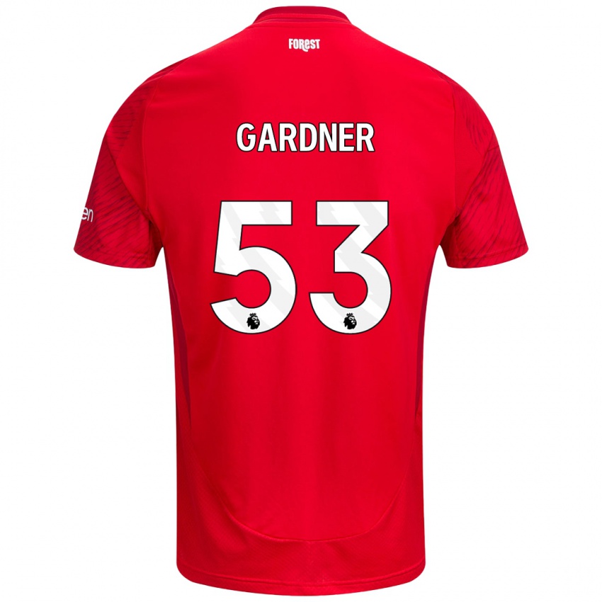 Férfi Joe Gardner #53 Piros Fehér Hazai Jersey 2024/25 Mez Póló Ing