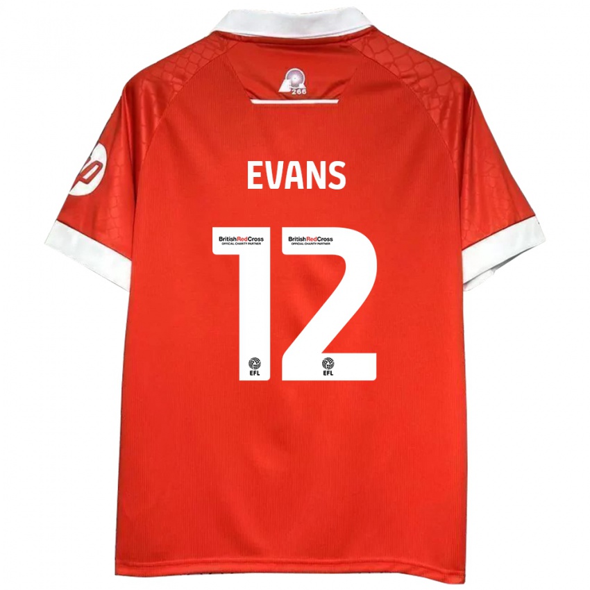 Férfi George Evans #12 Piros Fehér Hazai Jersey 2024/25 Mez Póló Ing