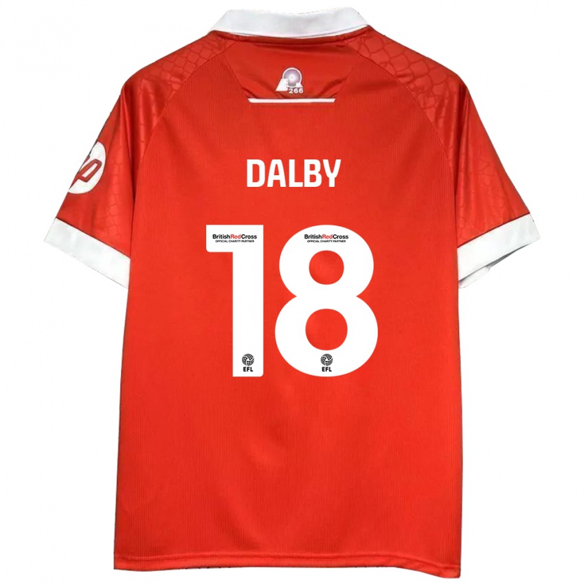 Férfi Sam Dalby #18 Piros Fehér Hazai Jersey 2024/25 Mez Póló Ing