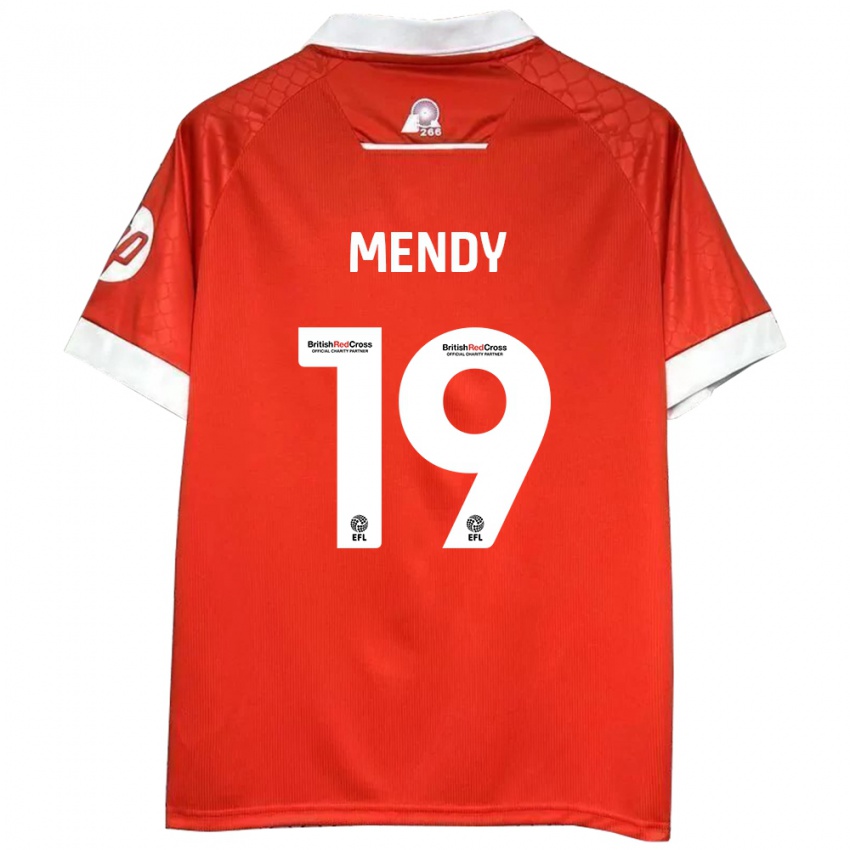 Férfi Jacob Mendy #19 Piros Fehér Hazai Jersey 2024/25 Mez Póló Ing