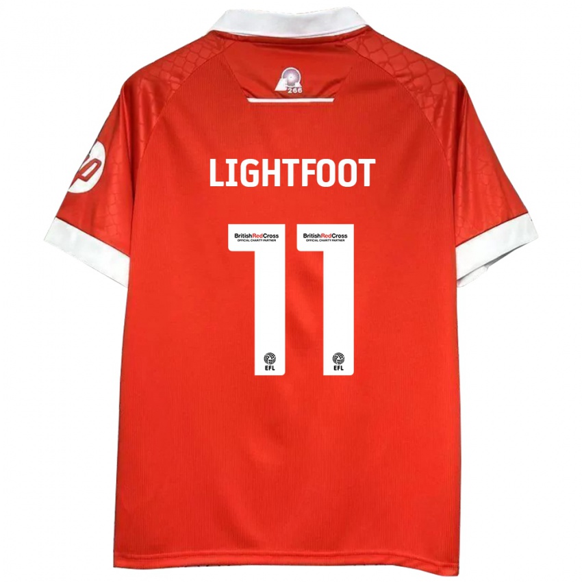 Férfi Amber Lightfoot #11 Piros Fehér Hazai Jersey 2024/25 Mez Póló Ing