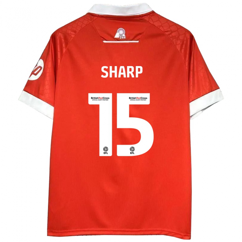 Férfi Katie Sharp #15 Piros Fehér Hazai Jersey 2024/25 Mez Póló Ing