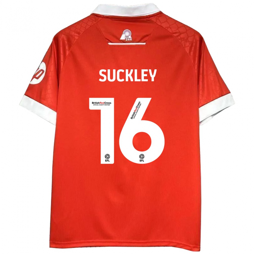 Férfi Ava Suckley #16 Piros Fehér Hazai Jersey 2024/25 Mez Póló Ing