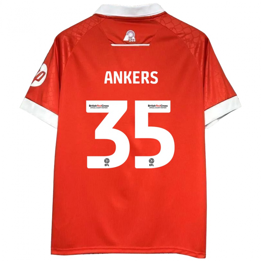 Férfi Chloe Ankers #35 Piros Fehér Hazai Jersey 2024/25 Mez Póló Ing