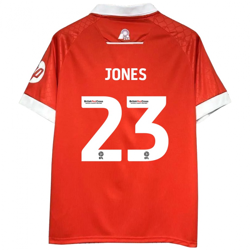 Férfi Ruby Jones #23 Piros Fehér Hazai Jersey 2024/25 Mez Póló Ing