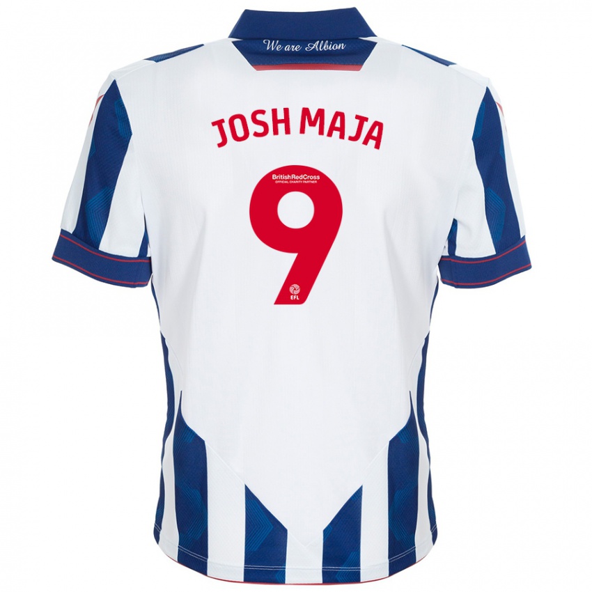 Férfi Josh Maja #9 Fehér Sötétkék Hazai Jersey 2024/25 Mez Póló Ing