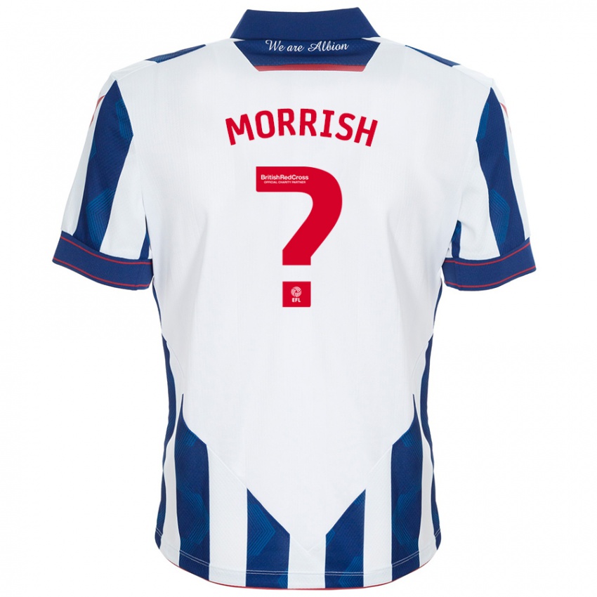 Férfi Rhys Morrish #0 Fehér Sötétkék Hazai Jersey 2024/25 Mez Póló Ing