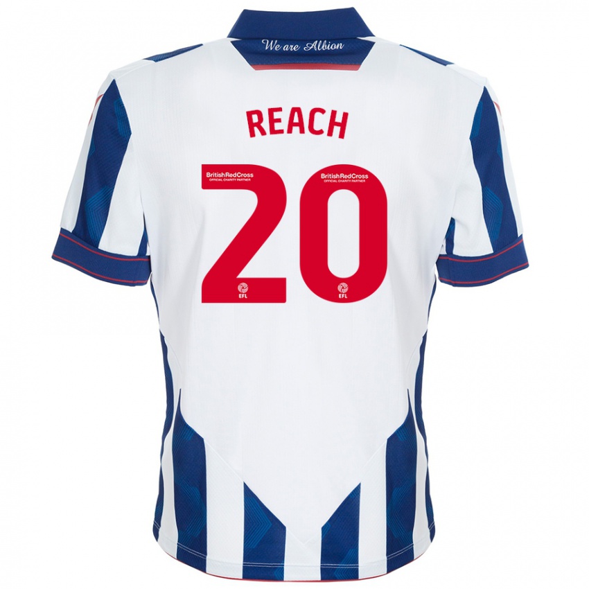 Férfi Adam Reach #20 Fehér Sötétkék Hazai Jersey 2024/25 Mez Póló Ing