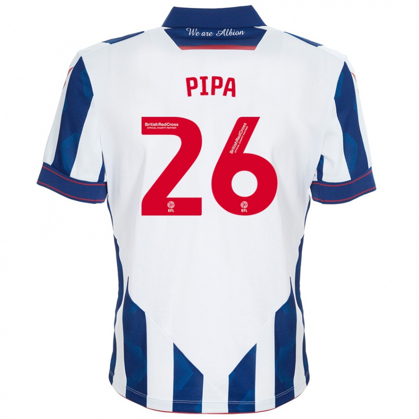 Férfi Pipa #26 Fehér Sötétkék Hazai Jersey 2024/25 Mez Póló Ing