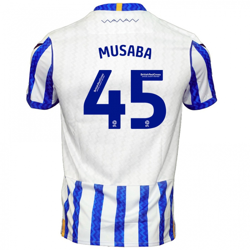 Férfi Anthony Musaba #45 Kék Fehér Hazai Jersey 2024/25 Mez Póló Ing