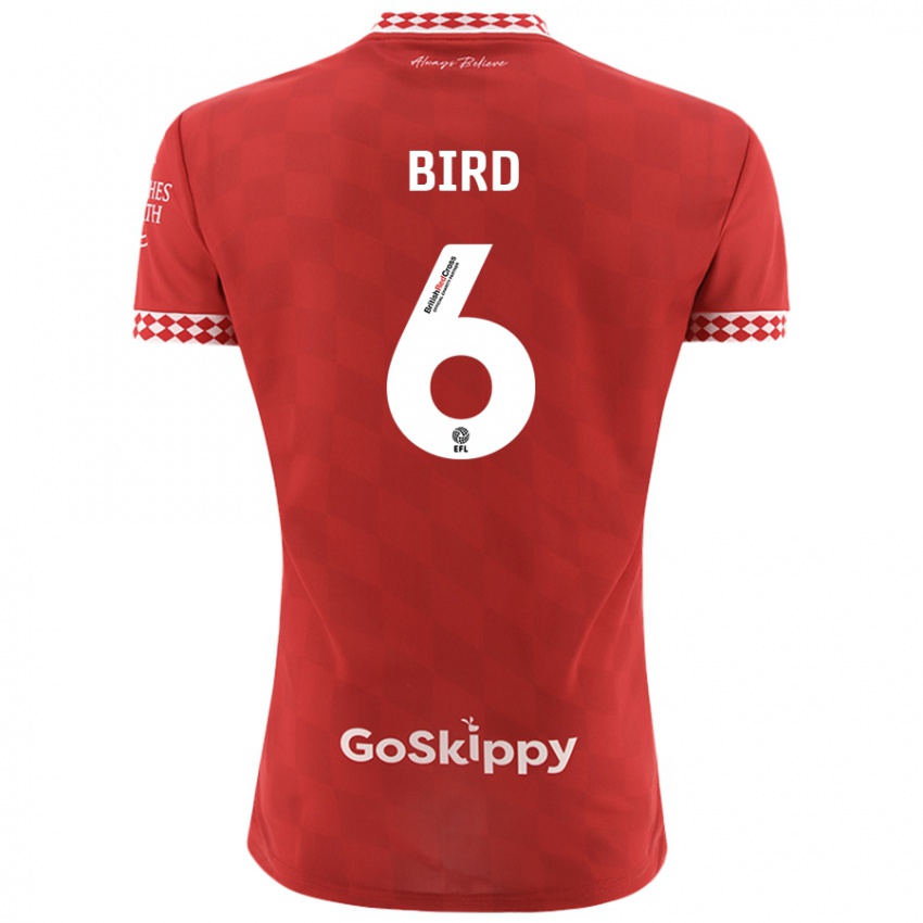 Férfi Max Bird #6 Piros Hazai Jersey 2024/25 Mez Póló Ing