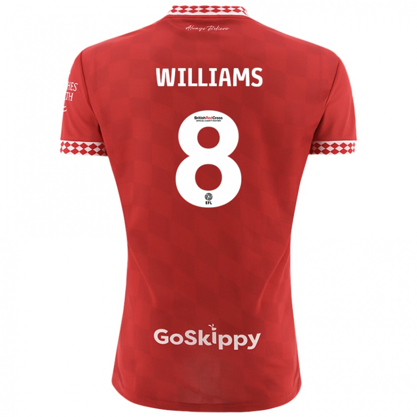 Férfi Joe Williams #8 Piros Hazai Jersey 2024/25 Mez Póló Ing