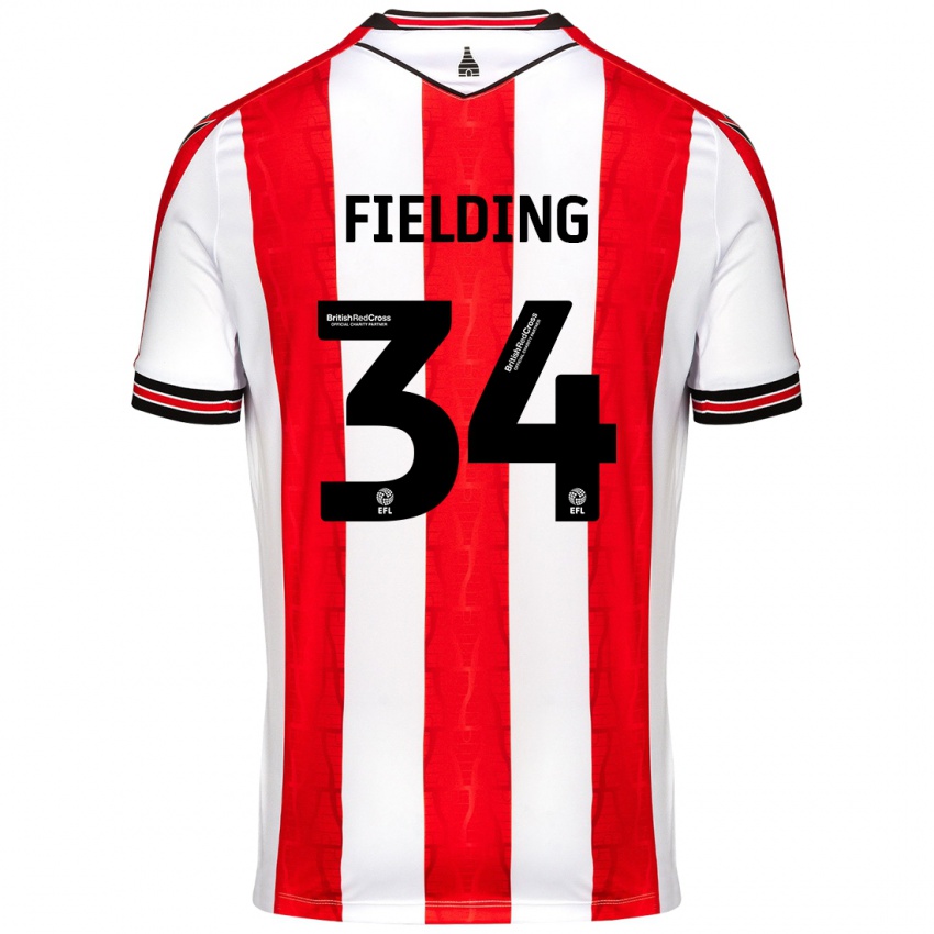 Férfi Frank Fielding #34 Piros Fehér Hazai Jersey 2024/25 Mez Póló Ing