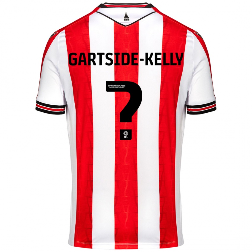 Férfi Gabriel Gartside-Kelly #0 Piros Fehér Hazai Jersey 2024/25 Mez Póló Ing