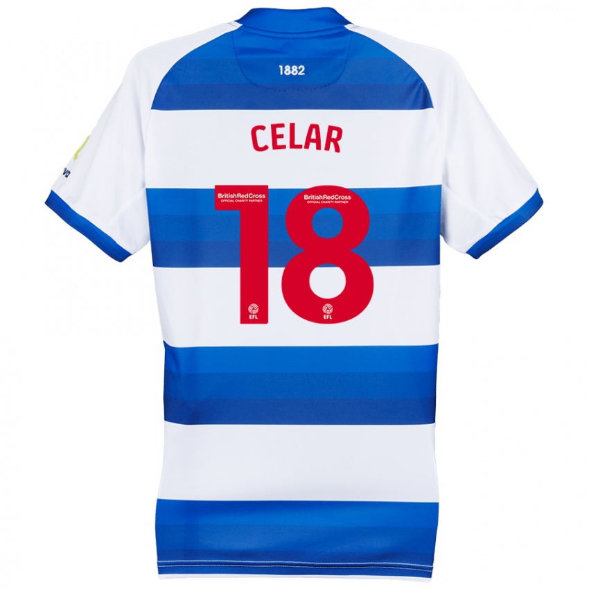 Férfi Zan Celar #18 Fehér Kék Hazai Jersey 2024/25 Mez Póló Ing