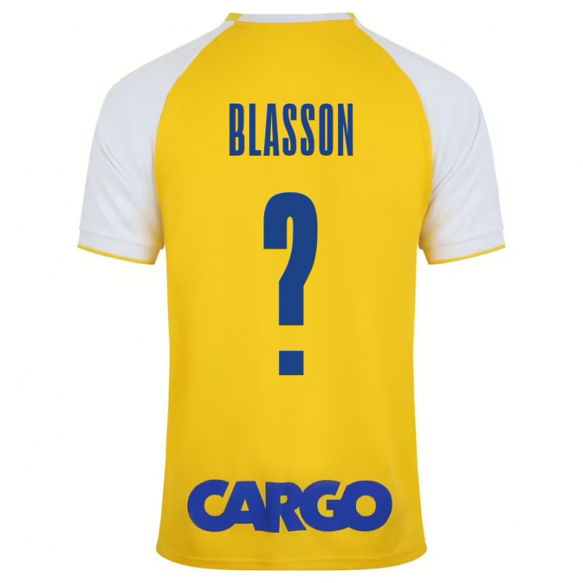 Férfi Ariel Blasson #0 Sárga Fehér Hazai Jersey 2024/25 Mez Póló Ing