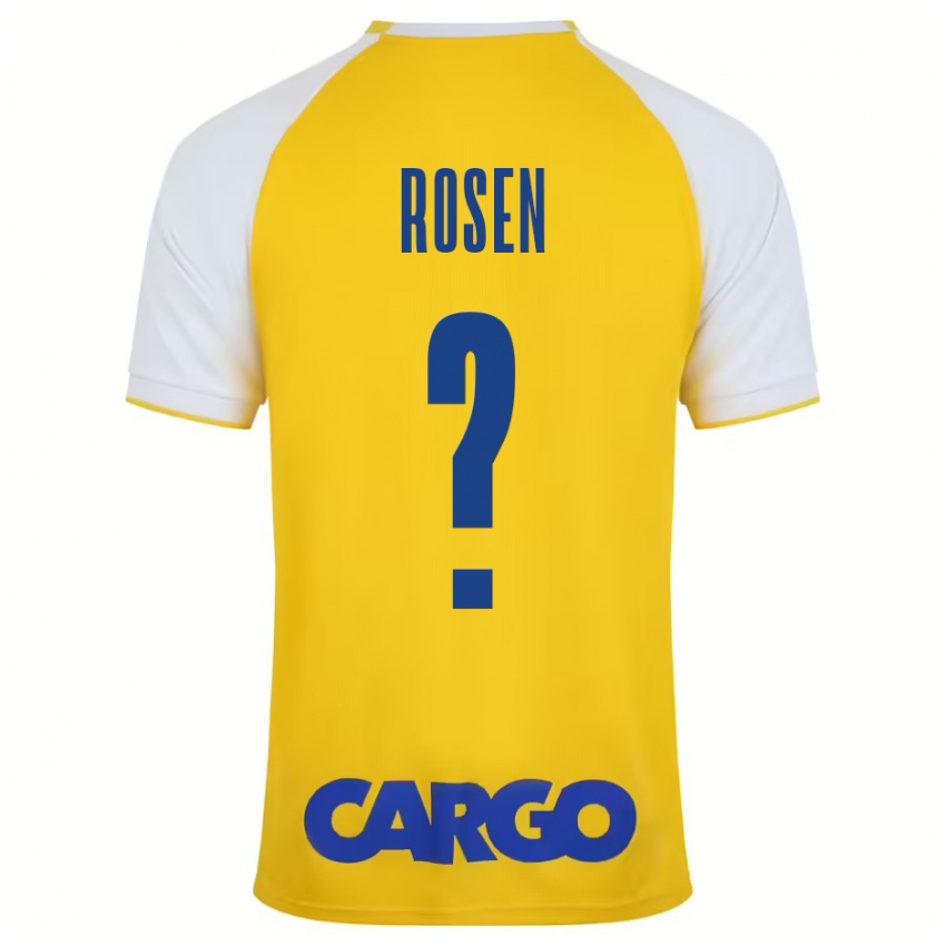 Férfi Shahar Rosen #0 Sárga Fehér Hazai Jersey 2024/25 Mez Póló Ing