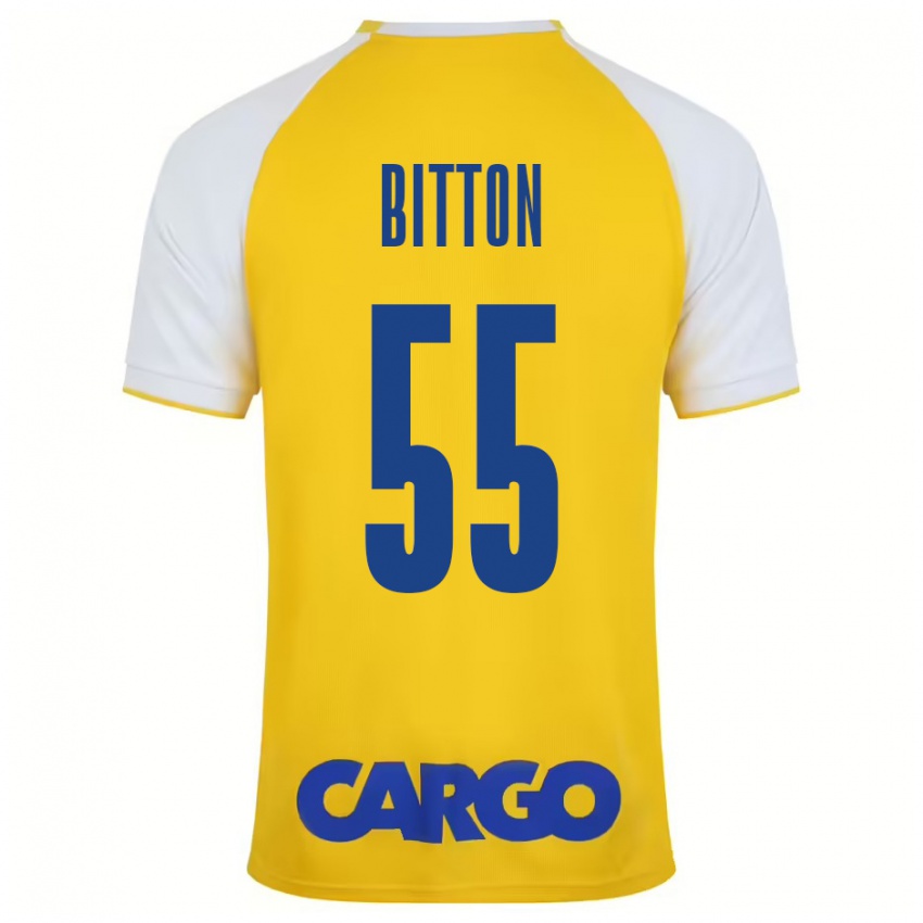 Férfi Nir Bitton #55 Sárga Fehér Hazai Jersey 2024/25 Mez Póló Ing