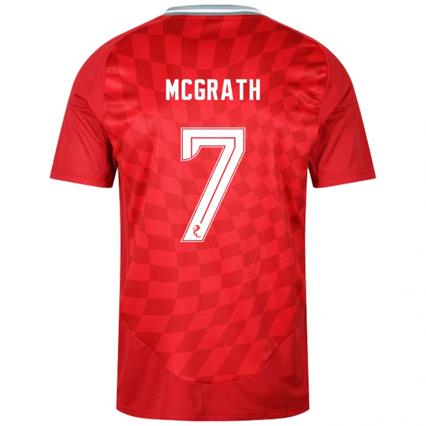 Férfi Jamie Mcgrath #7 Piros Hazai Jersey 2024/25 Mez Póló Ing