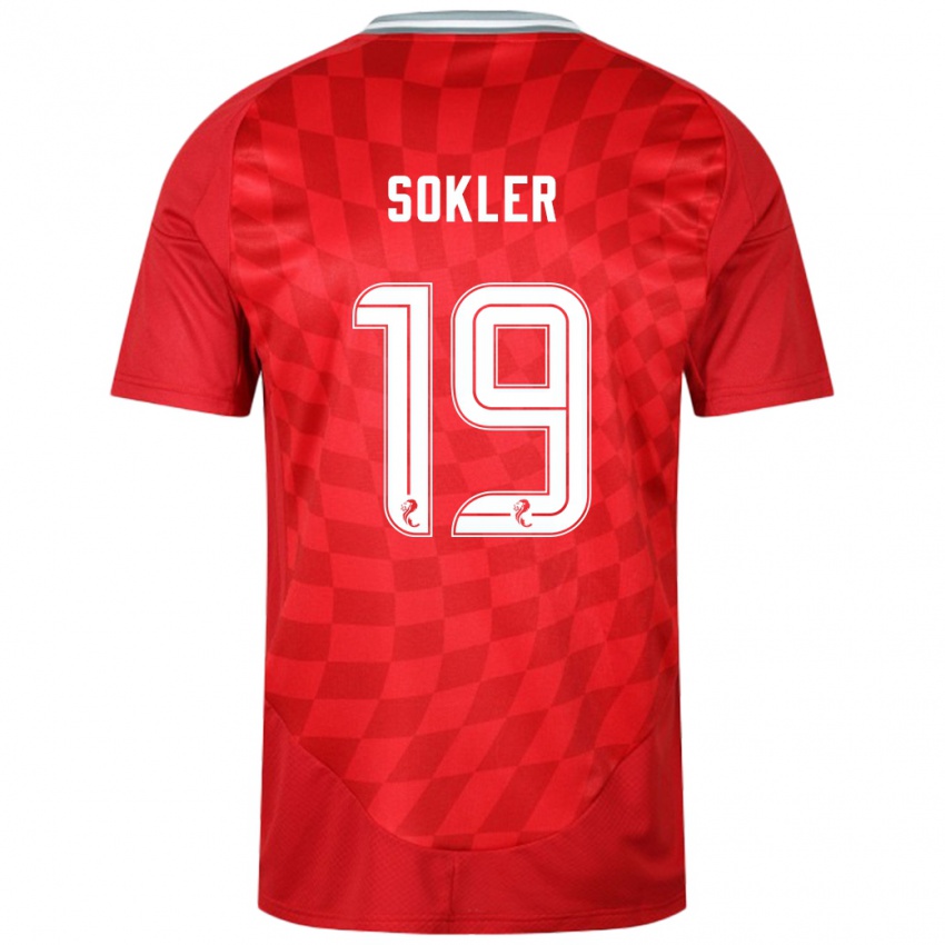 Férfi Ester Sokler #19 Piros Hazai Jersey 2024/25 Mez Póló Ing