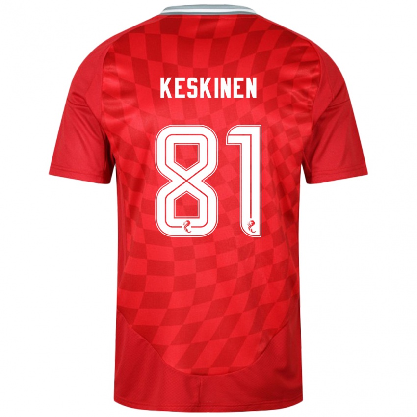 Férfi Topi Keskinen #81 Piros Hazai Jersey 2024/25 Mez Póló Ing