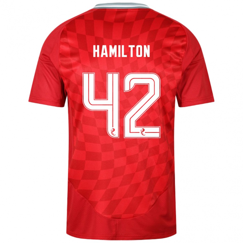 Férfi Brendan Hamilton #42 Piros Hazai Jersey 2024/25 Mez Póló Ing