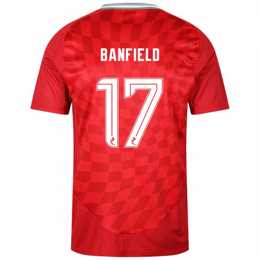 Férfi Keeley Banfield #17 Piros Hazai Jersey 2024/25 Mez Póló Ing