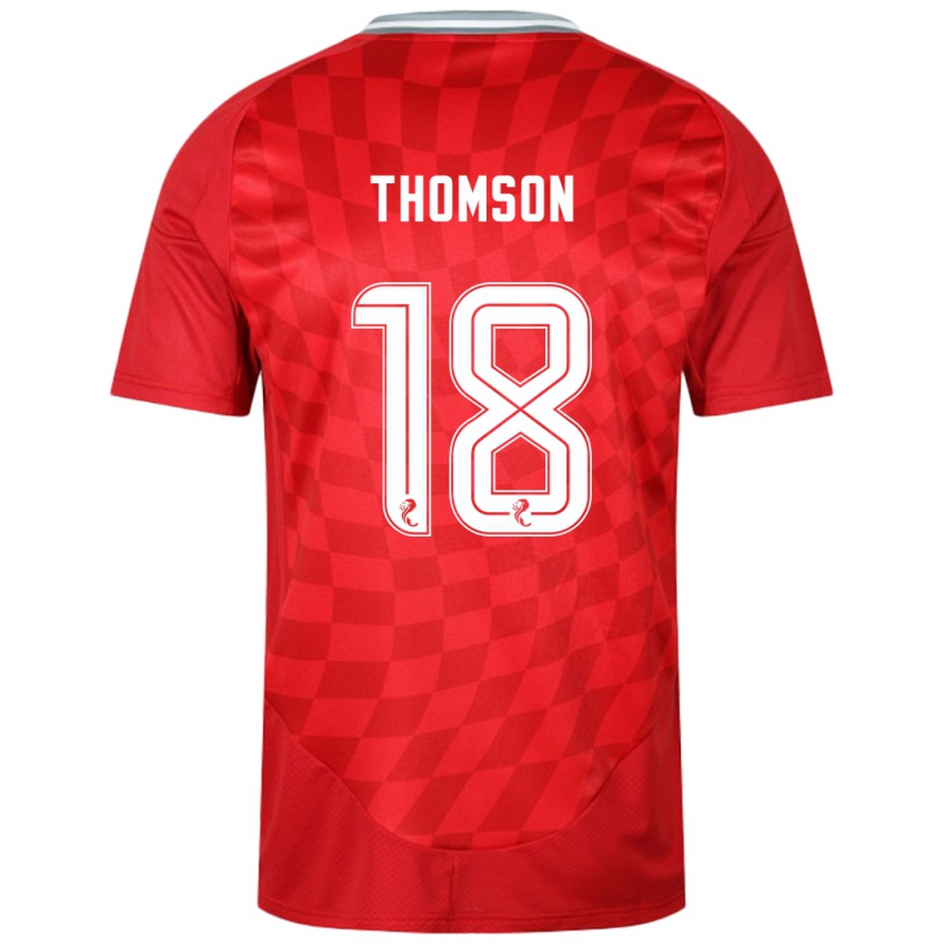 Férfi Eva Thomson #18 Piros Hazai Jersey 2024/25 Mez Póló Ing