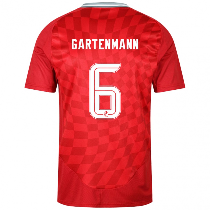 Férfi Stefan Gartenmann #6 Piros Hazai Jersey 2024/25 Mez Póló Ing