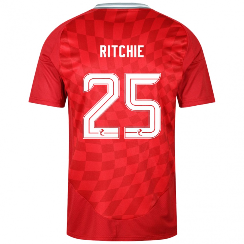 Férfi Tom Ritchie #25 Piros Hazai Jersey 2024/25 Mez Póló Ing