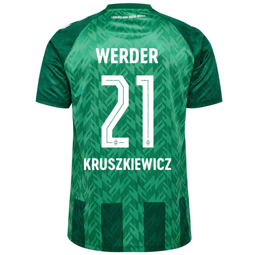 Férfi Jakub Kruszkiewicz #21 Zöld Hazai Jersey 2024/25 Mez Póló Ing