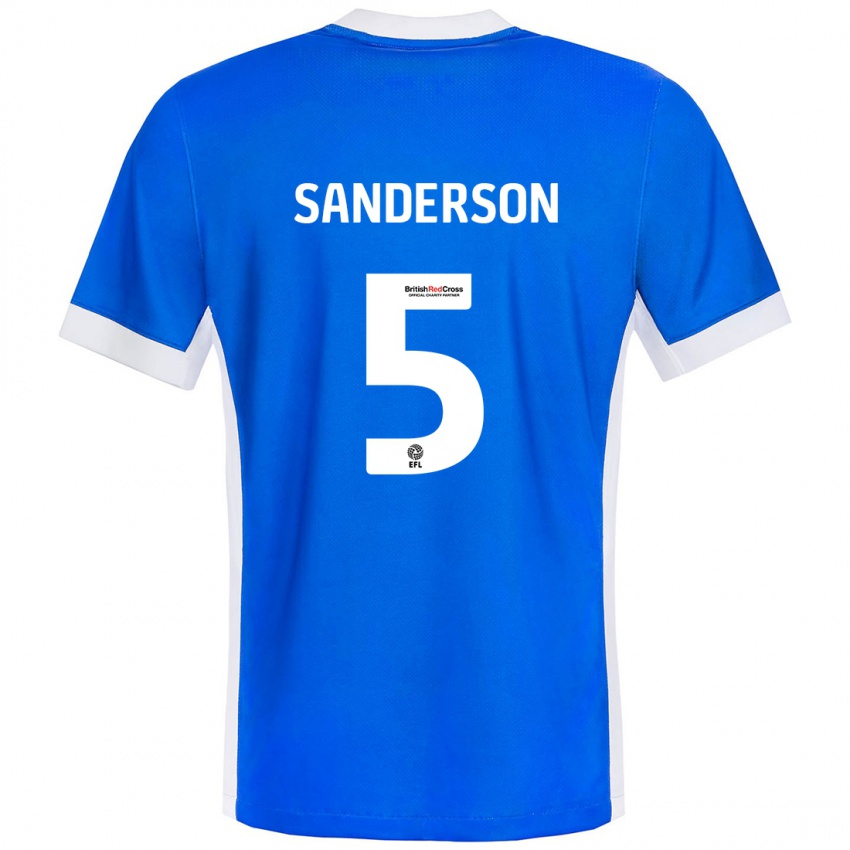 Férfi Dion Sanderson #5 Kék Fehér Hazai Jersey 2024/25 Mez Póló Ing