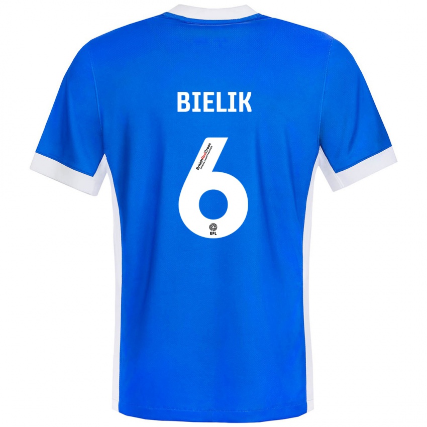 Férfi Krystian Bielik #6 Kék Fehér Hazai Jersey 2024/25 Mez Póló Ing