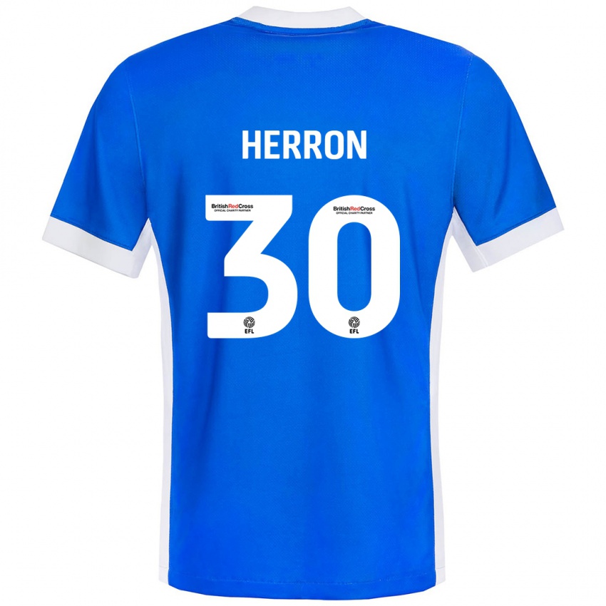 Férfi Neve Herron #30 Kék Fehér Hazai Jersey 2024/25 Mez Póló Ing